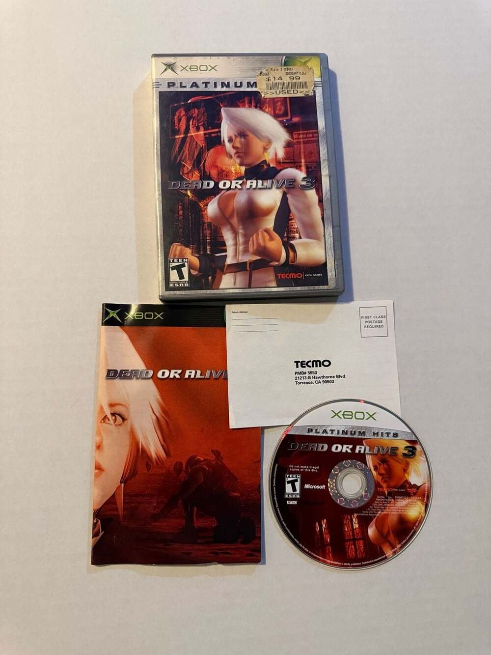Microsoft Xbox Dead or Alive 3 Platinum Hits Complete Video Game